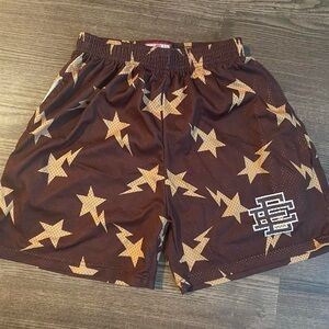 Spalding Brown Tan Athletic Shorts with Star Pattern